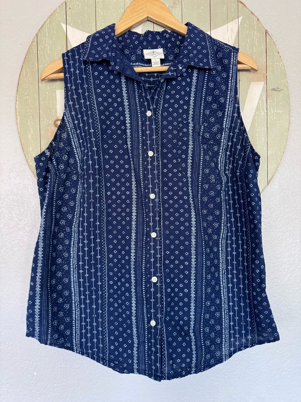 st johns bay 100% cotton tank button up blouse